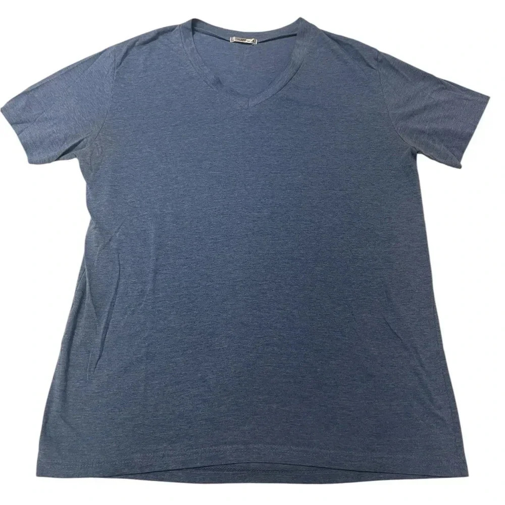 YSK Blue Shirt men’s size xl fits like a medium, v neck short sleeve tee shirt